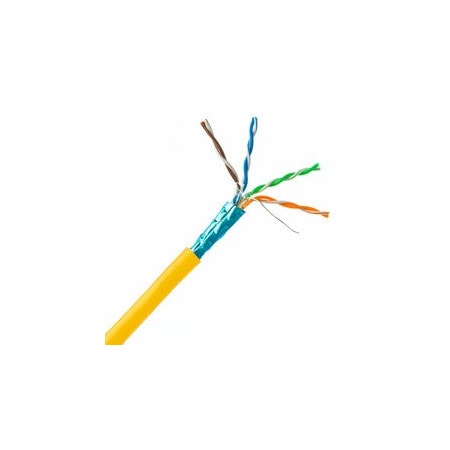 Cable Wholesale Plenum Cat6 Bulk Cable, Yellow, Solid, Shielded, CMP, 23 AWG, Spool, 1000 foot 11X8-581NH